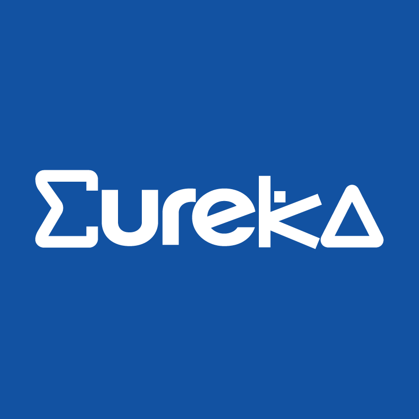 Imagen con fondo azul del logo de Eureka